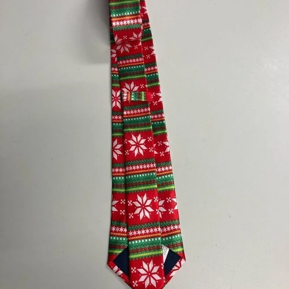 AMSCAN,INC., CHRISTMAS TIE, Ribbon&Snowflakes, 58X3.5, red, white, green‎